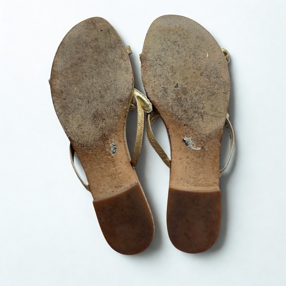 Beverly Feldman Turquoise Beaded Brown Sandal Flats Size 8.5 - Picture 3 of 3